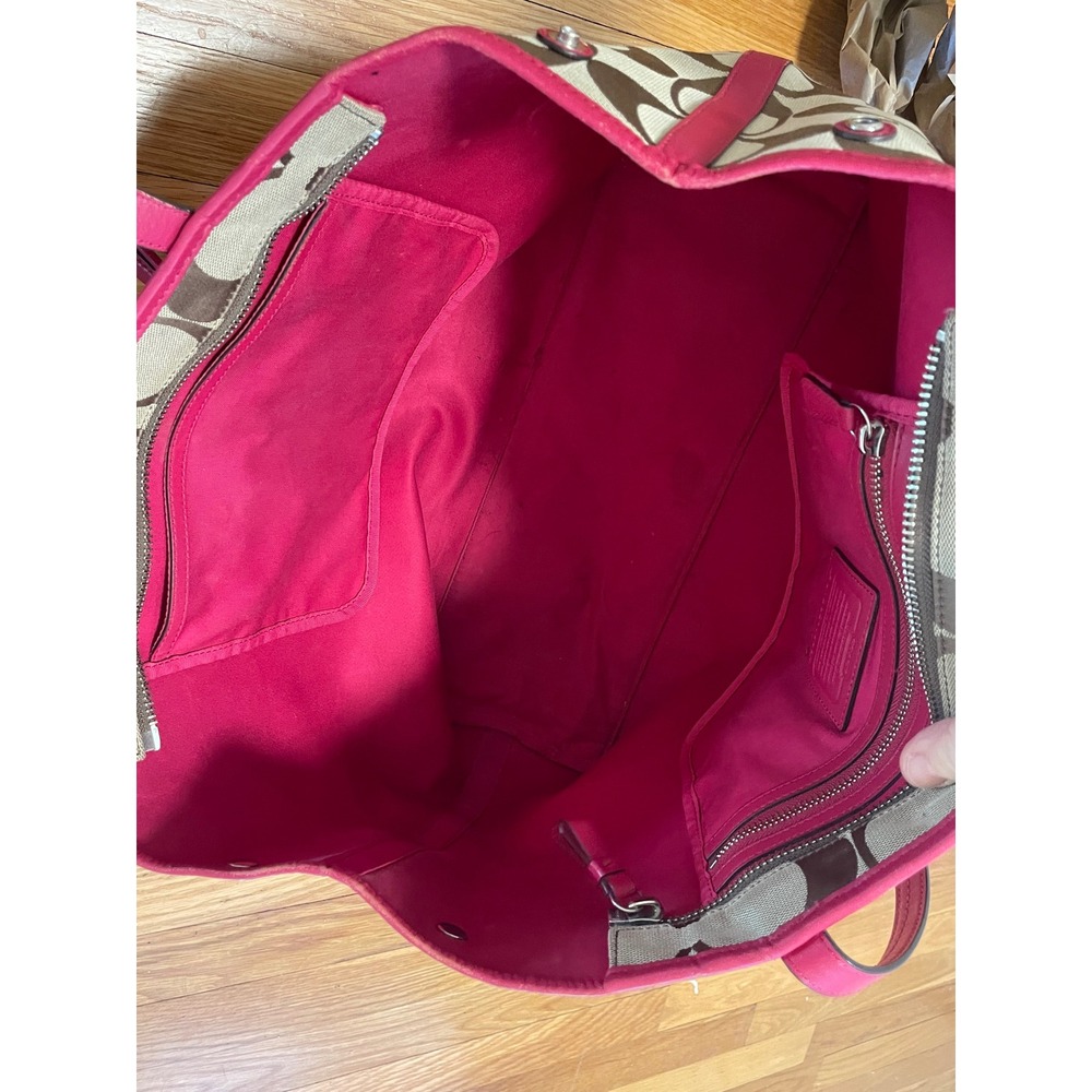 Coach Hamptons Weekend Signature Stripe Tote Purse Berry Style 10054 - Picture 12 of 13
